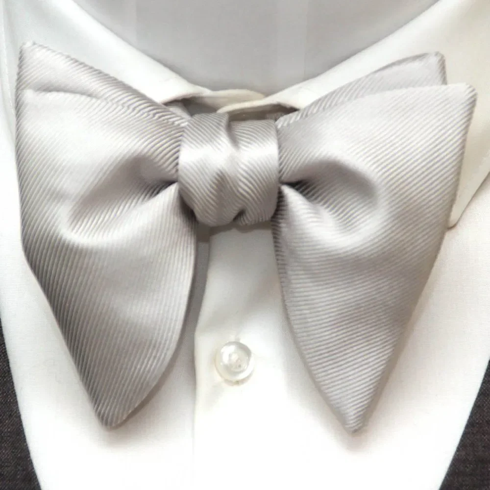 Men's‎ Self tied Bow Tie Big Butterfly Bow tie Light Grey